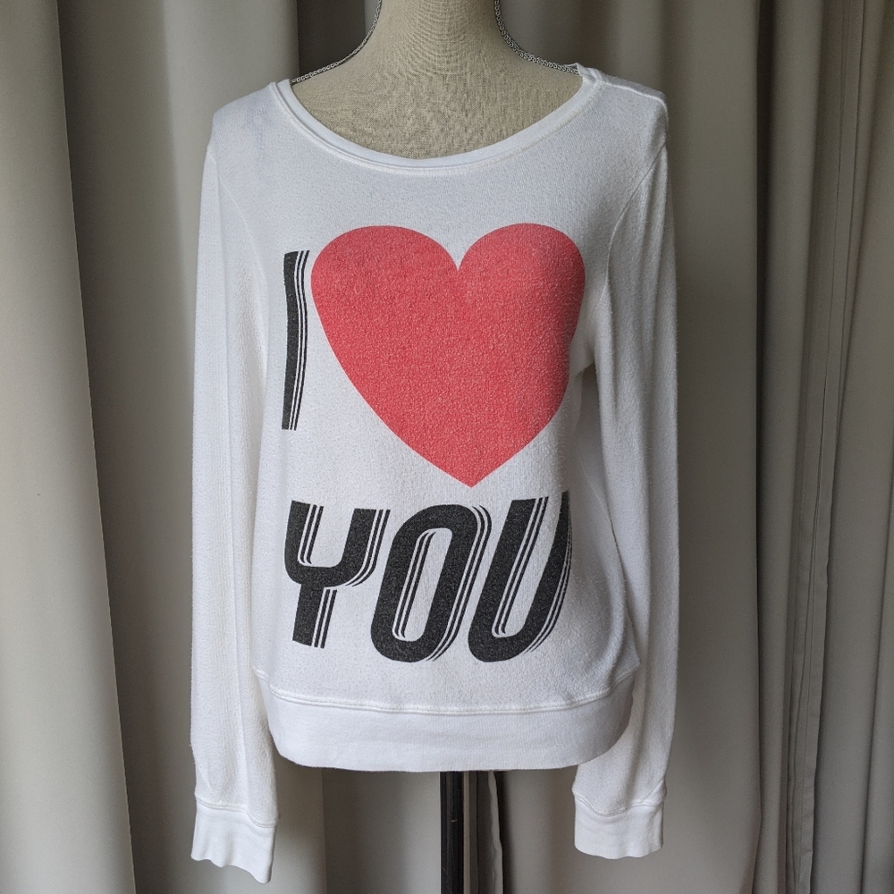 Wildfox I Love You Long Sleeve Sweatshirt XS
